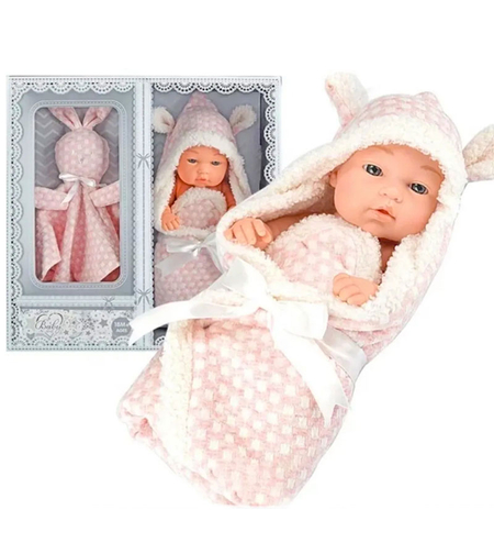 Кукла бебе Raya Toys Baby So Lovely Новородено с играчка Розов 25 см