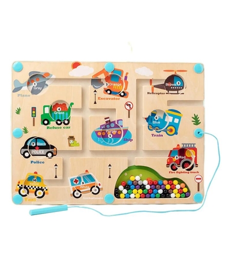 Дървена играчка лабиринт с магнитни топчета Raya Toys Traffic Maze