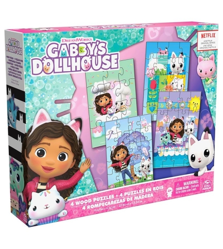 Детски дървени пъзели Spin Master Gabby's Dollhouse 4 броя, 72 ч.