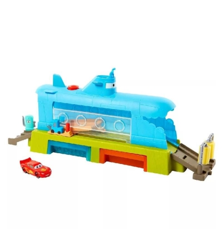 Писта Mattel Color Change Whale Car Wash с една кола Lightning McQueen