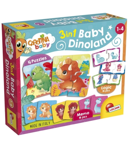 Детски 3D Пъзел Lisciani Carotina Baby Dinoland 3в1