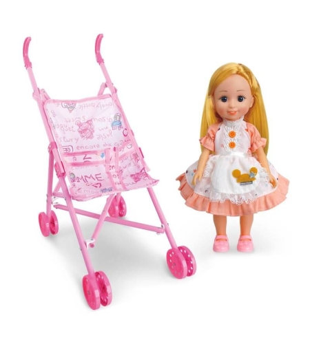 Кукла с количка Raya Toys с аксесоари, 12 части