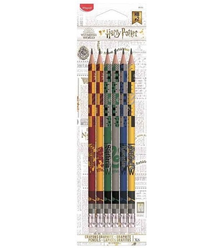 Комплект графитни моливи с гумичка Хари Потър Maped - Harry Potter 6 броя