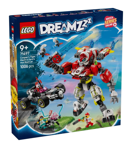 LEGO® DREAMZzz™ Тигър-робот на Купър и кола драгстер на Zero 71497