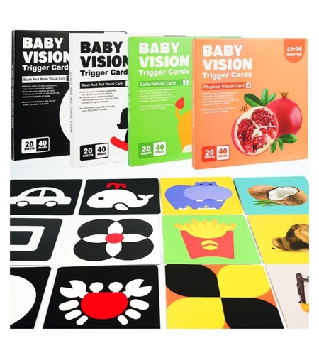 Комплект бебешки карти за визуална стимулация Raya Toys, 0-3 г.