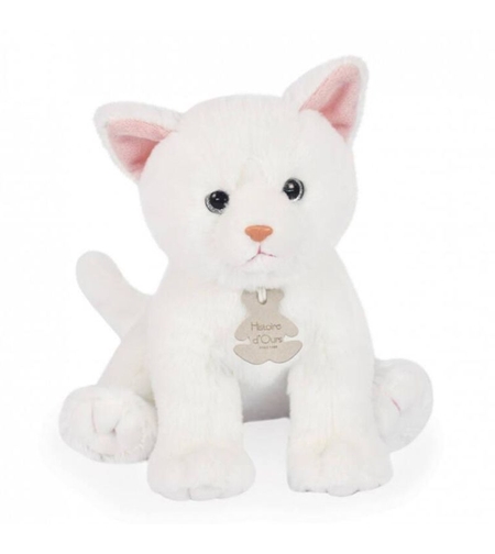 Плюшено коте Doudou Histoire d'Ours Baby cat, Бял, HO3155, 18см.