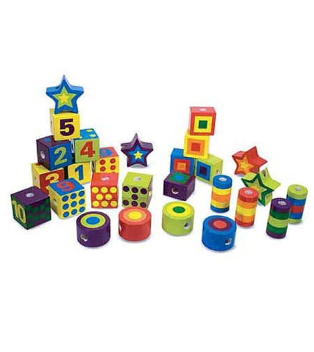 Низанка с дървени фигурки и цифри Melissa and Doug 13775