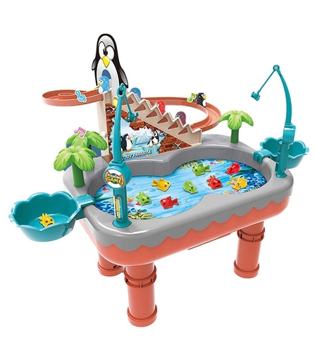 Игра с рибки Raya Toys с пързалка с пингвини, с музика