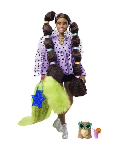 Кукла Mattel Barbie Extra с дълги опашки, ластици за коса и домашен любимец