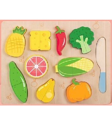 Детски дървен комплект за рязане Raya Toys Зеленчуци