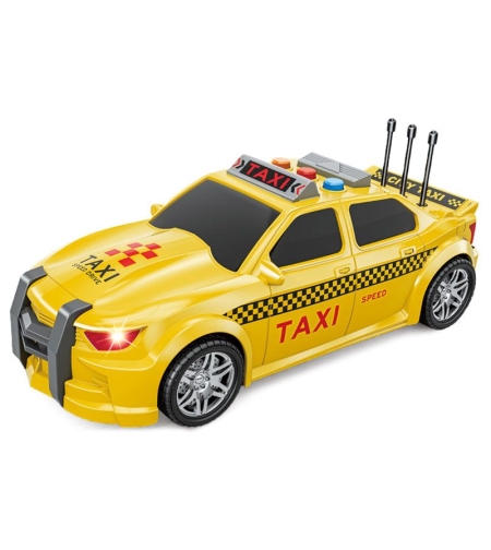 Детска кола за игра Raya Toys Такси с музика и светлини, Жълт, 1:16