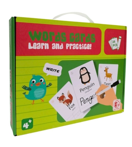 Образователни карти с маркер Raya Toys Learn and Practice Думи на английски език, 26 броя