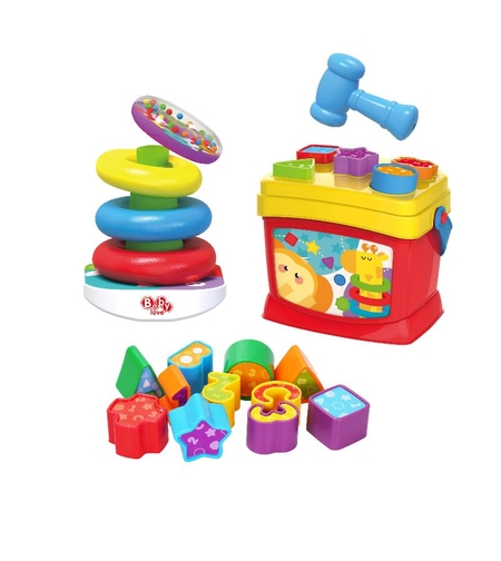 Комплект рингове и форми за сортиране Raya Toys Five Stars, с чукче