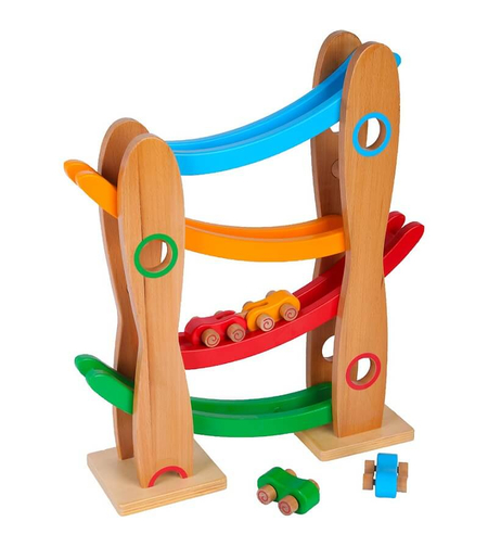 Дървена детска писта Raya Toys 4 нива и 4 коли