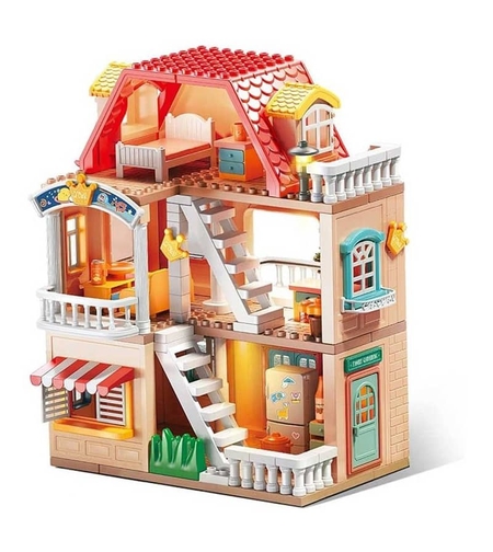 Kонструктор Feelo Къща за кукли на 3 етажа, 186 ч.