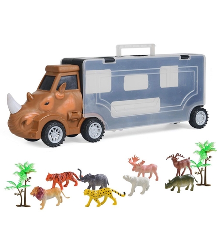 Игрален комплект Raya Toys Rhino Truck Детски автовоз с фигури и аксесоари, 11 части