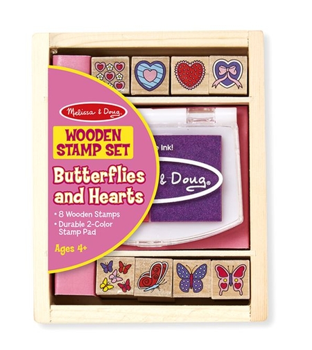 Дървени печати Melissa and Doug Сърчица и Пеперудки 12415