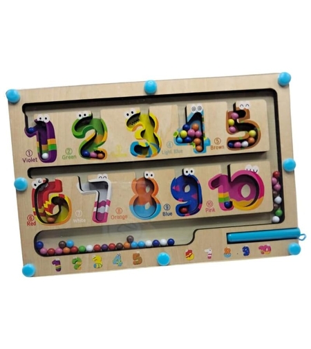 Дървена играчка цифри с магнитни топчета Raya Toys