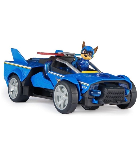Игрален комплект Spin Master Paw Patrol: The Mighty Movie, Трансформираща се кола с фигурка Чейс, със звуци и светлини