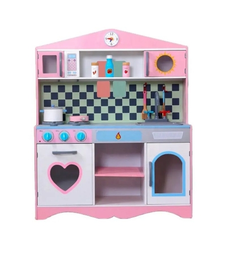 Дървена детска кухня Raya Toys Pink Heart