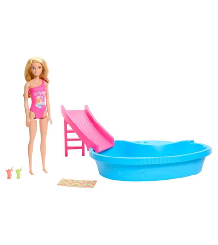 Комплект Mattel BARBIE с басейн и водна пързалка, HRJ74