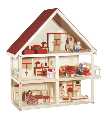 Къща за кукли дървена Roba Dolls, с обзавеждане
