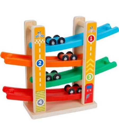 Дървена детска писта Raya Toys с 4 коли