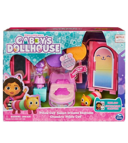 Игрален комплект с фигуркa Spin Master Gabby's Dollhouse 'Pillow Cat' Sweet Dreams Bedroom