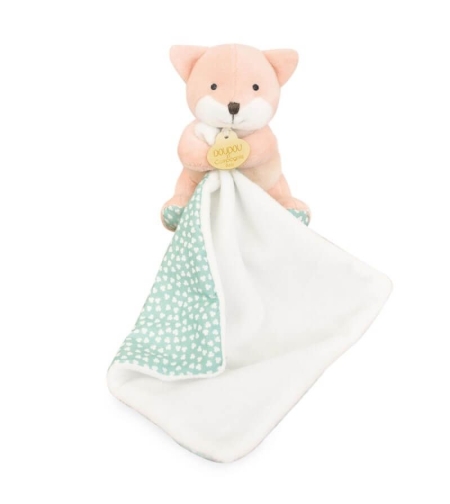 Плюшена играчка за гушкане Doudou Les Rikikis с кърпичка 11 см