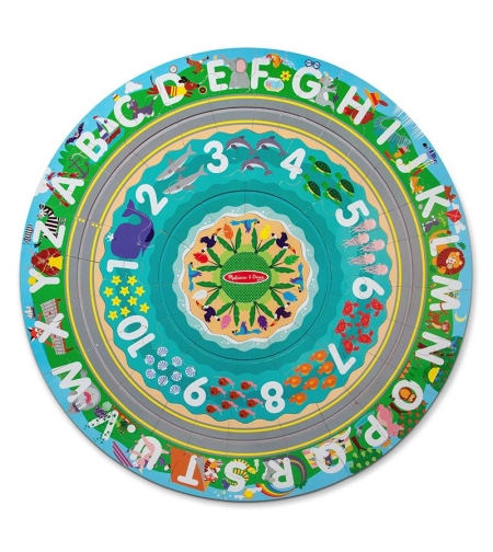 Детски пъзел за земя Melissa and Doug Round the Shore с превозни средства, 48 части