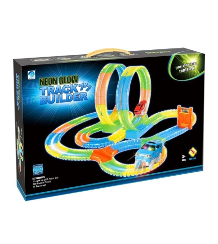Писта Raya Toys Neon Glow трансформираща, със светеща кола