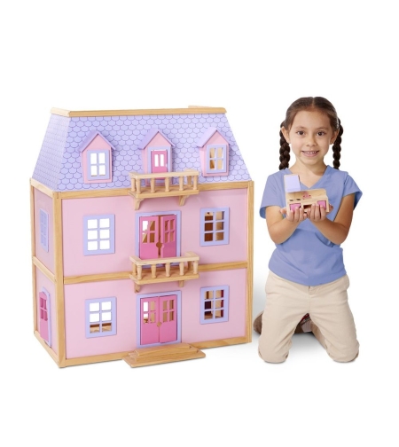 Дървена къща за кукли с обзавеждане Melissa and Doug 3 етажа 14570