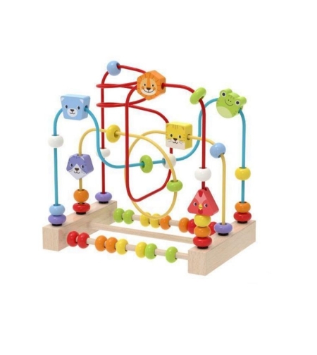 Дървена детска игра Монтесори Raya Toys Лабиринт с животни
