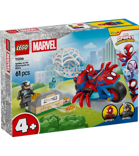 LEGO® Marvel Spidey And His Amazing Friends Спайди на мотоциклет срещу Носорога 11206