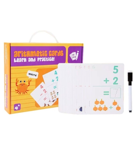 Образователни карти с маркер Raya Toys Learn and Practice Смятане, 30 броя