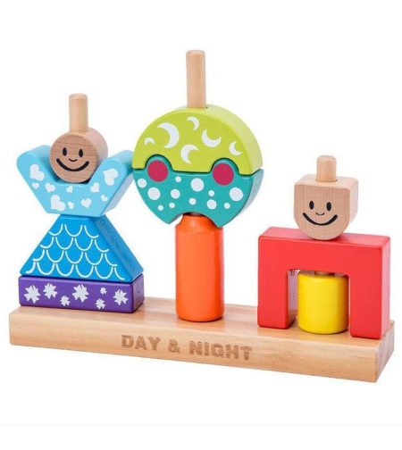 Дървена бебешка играчка Raya Toys Day & Night, 48 предизвикателства