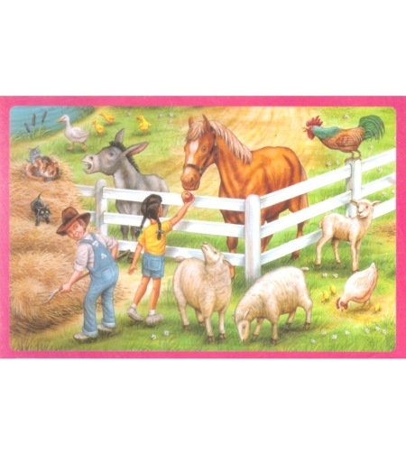 Дървен пъзел Raya Toys Ферма, 100 ч.