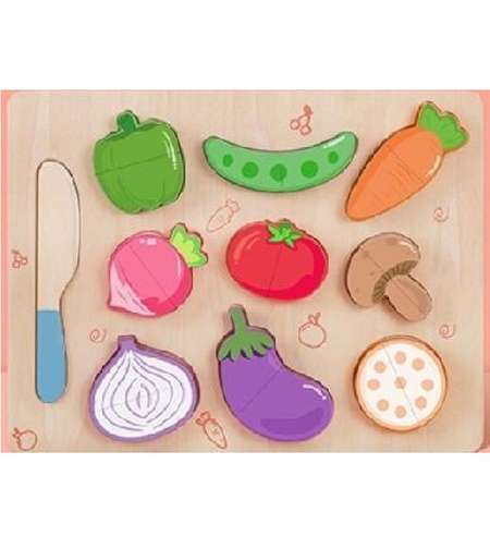 Детски дървен комплект за рязане Raya Toys Зеленчуци SH30175