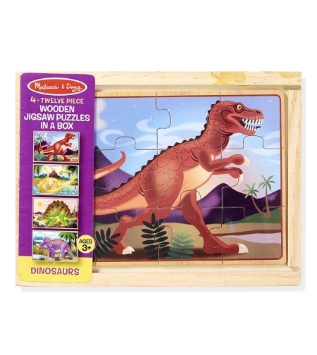 Дървен пъзел Melissa and Doug 4 в 1 Динозаври 13791