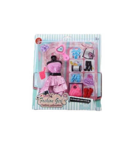 Комплект рокля с аксесоари Raya Toys за кукла, Асортимент