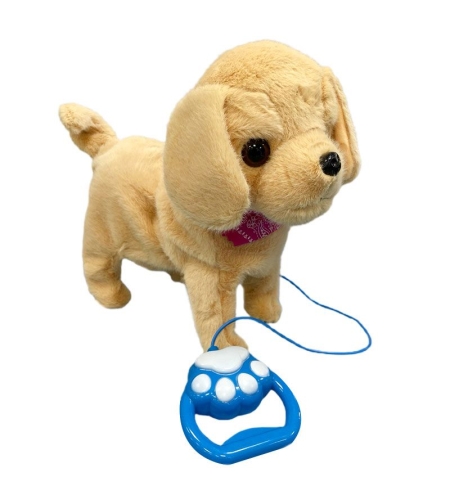 Интерактивна играчка ходещо лаещо куче с каишка Raya Toys Лабрадор Ретривър, 26 см