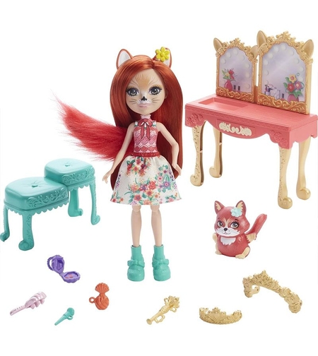 Кукла Mattel Royal Enchantimals Victorian Vanity, с лисица и аксесоари