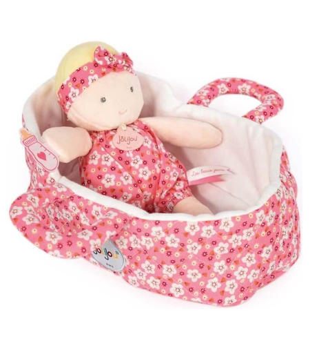 Мека кукла Doudou Marylou с текстилен кош за носене