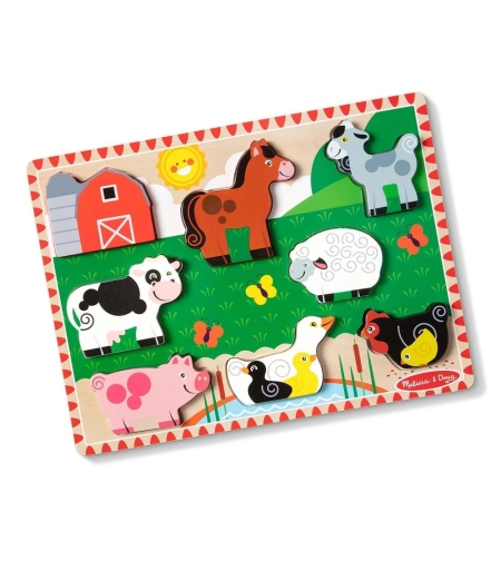 Дървен пъзел Melissa and Doug Селскостопански животни, 8 ч., 37235