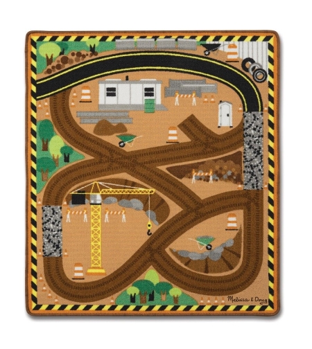 Килимче за игра с дървени камиончета Melissa and Doug Строителна площадка 19407