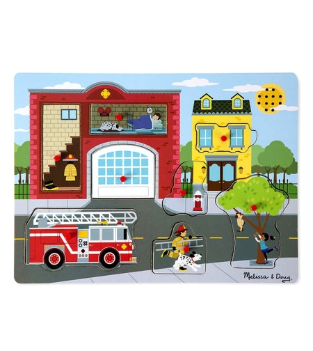 Дървен пъзел Melissa and Doug Пожарна със звуци 10736