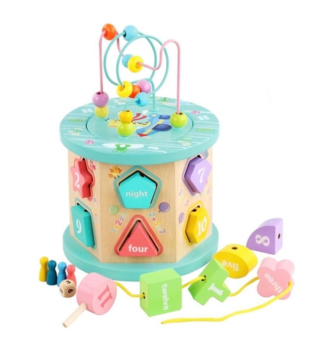 Дървен сортер Raya Toys с лабиринт и настолна игра