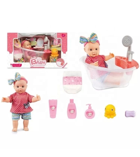 Кукла бебе Raya Toys Baby с вана с течаща вода и аксесоари