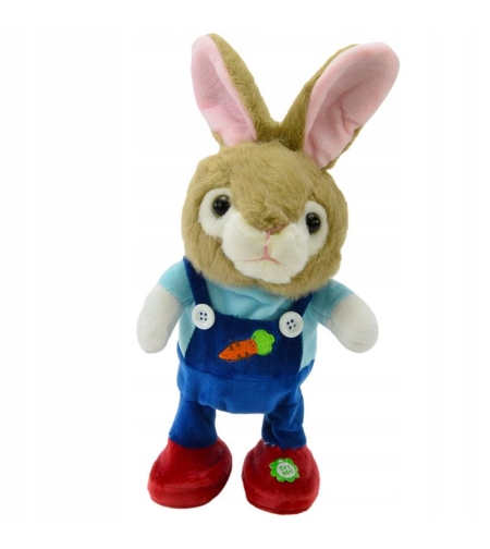Интерактивна играчка Raya Toys Музикално ходещо зайче, повтаря думи, 26 см