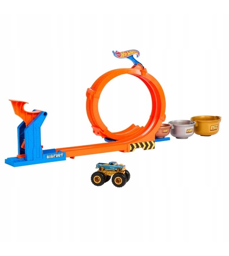 Писта Mattel Hot Wheels Monster Trucks Loop-and-Flip Trophy Challenge, 2 в 1